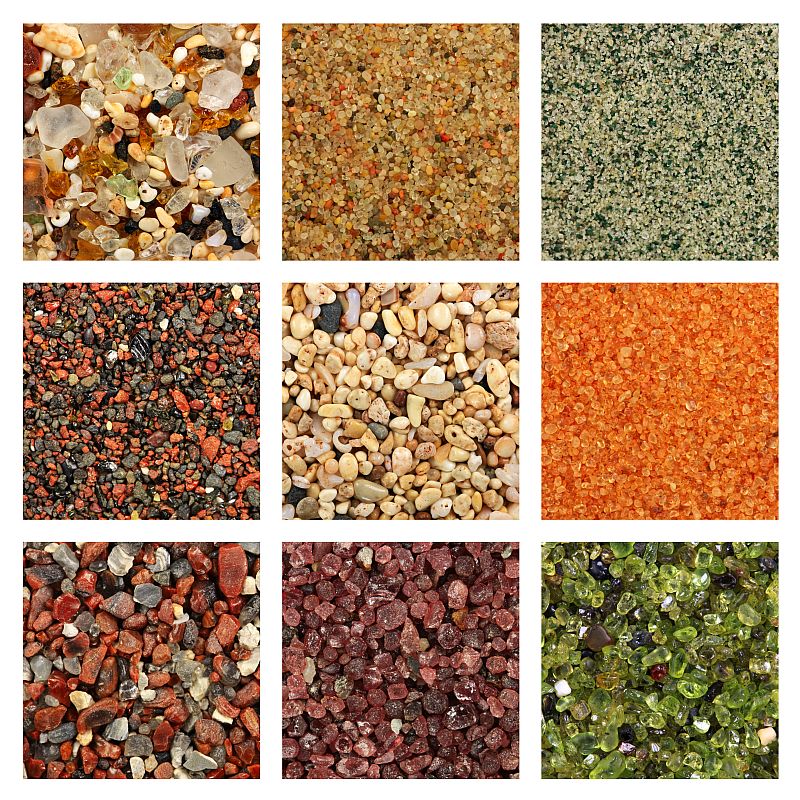 Nine sand samples