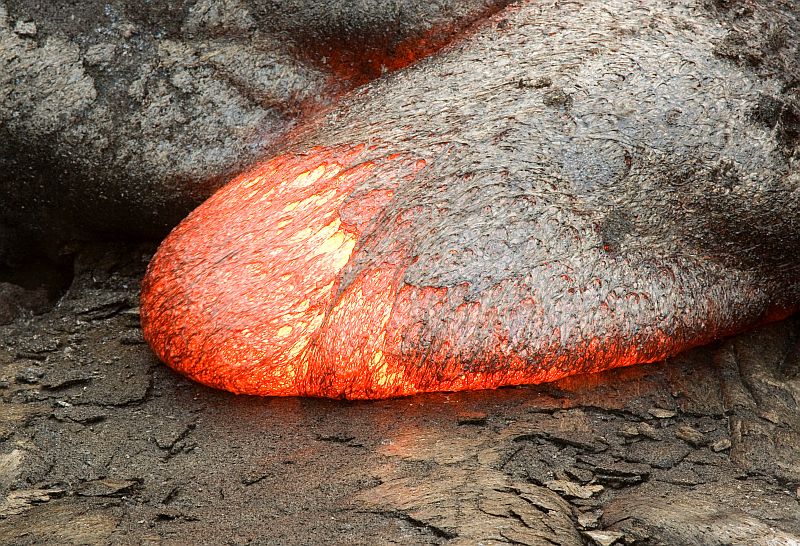 Viscous glowing lava tongue
