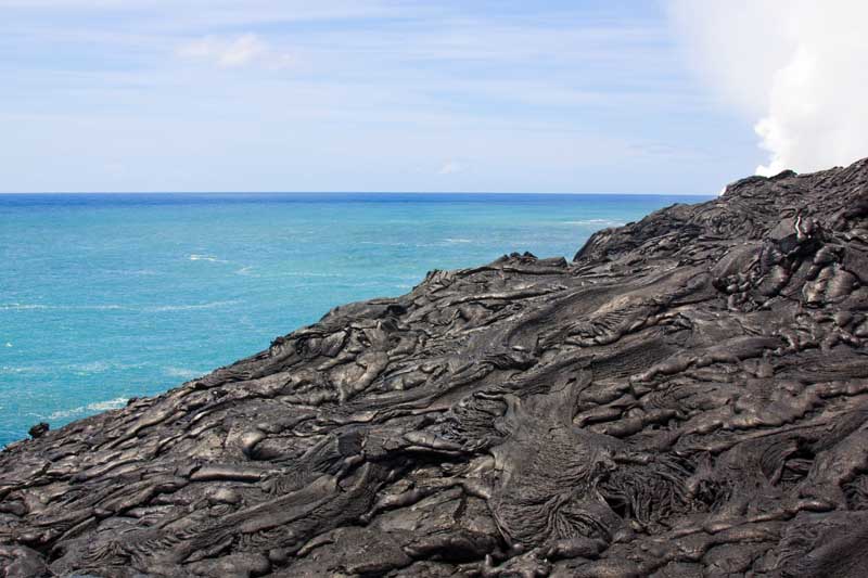 Basaltic lava flow of Kilauea Volcano in Hawaii