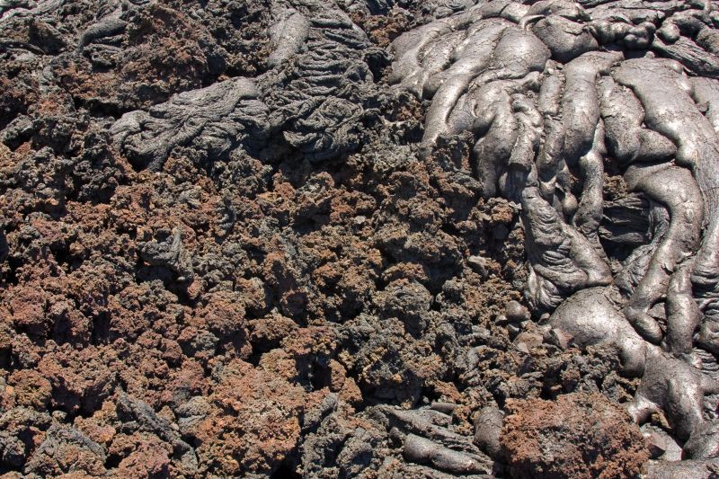 Pahoehoe and aa lava types.