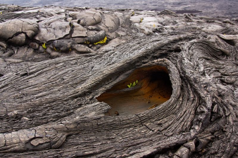 A hole in a lava flow