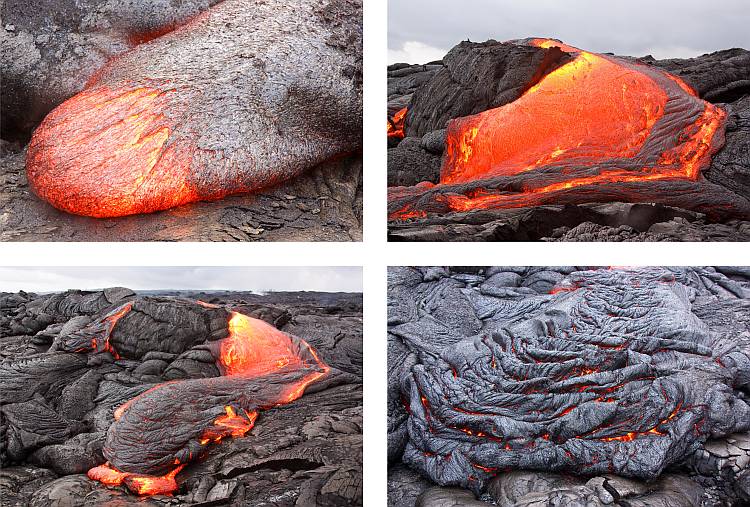 Four images of lava flows from Kilauea