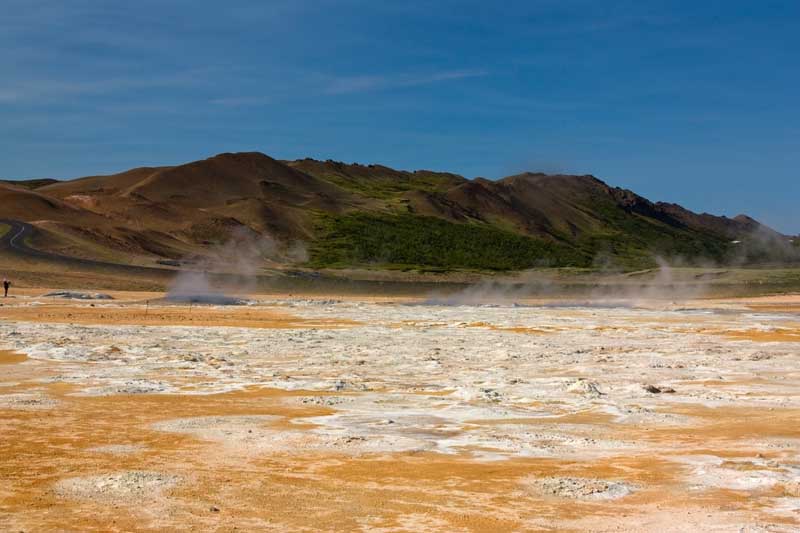 Geotermální oblast na Islandu u jezera Myvatn