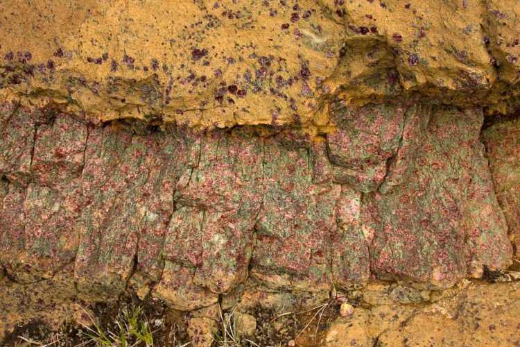 Pyroxenite layer in peridotite