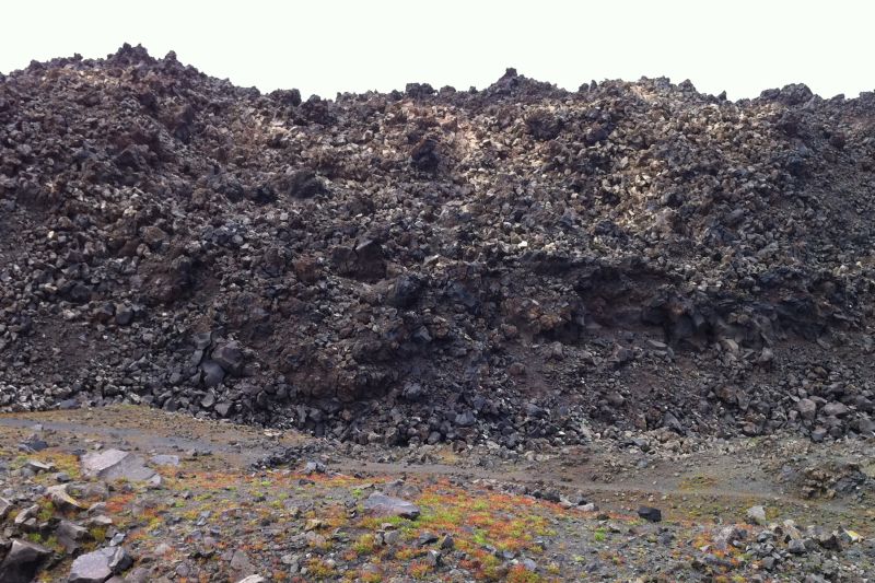 Blocky lava flow in Nea Kameni island in the caldera of Santorini