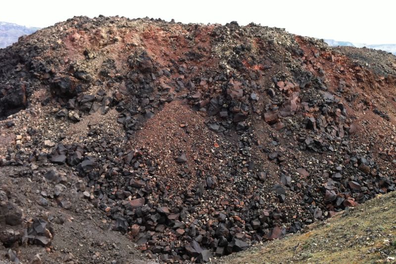 Blocky lava flow in Nea Kameni island in the caldera of Santorini