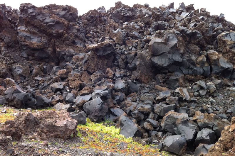 Blocky lava flow in Nea Kameni island in the caldera of Santorini