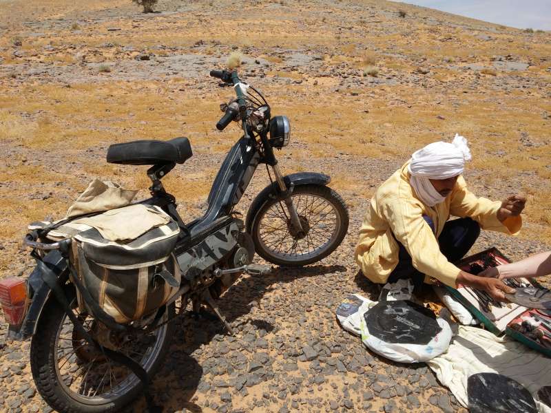 Fossil trader in Morocco