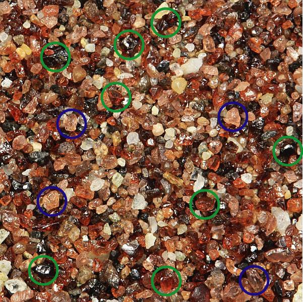 Staurolite and garnet in sand