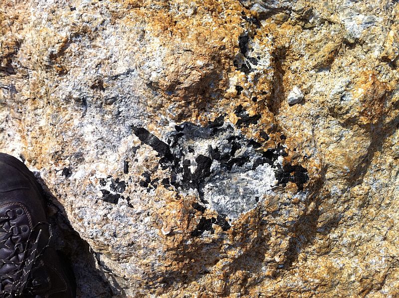 Tourmaline crystals in pegmatite at Cap de Creus