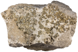 Pyrite crystals in a quartz vein