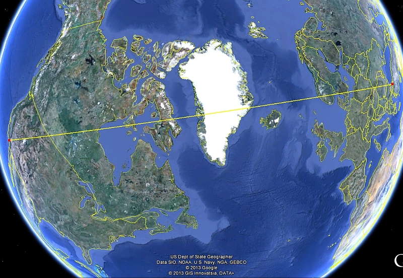 Istanbul Los Angeles flight path shortest